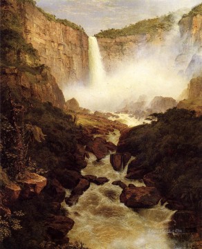  Landscapes Canvas - Tequendama Falls near Bogota New Granada scenery Hudson River Frederic Edwin Church Landscapes